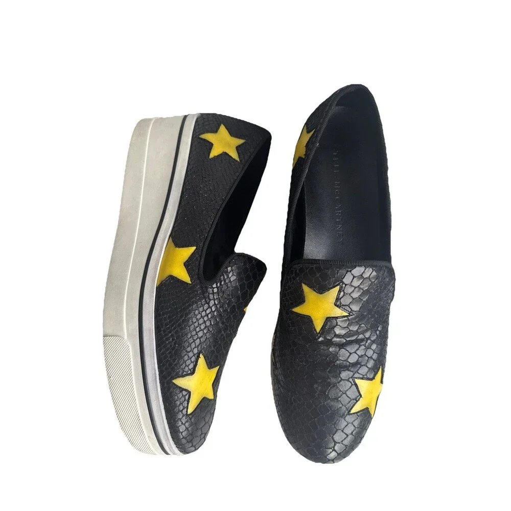 Stella McCartney Python Embossed Faux Leather Binx Star Platform Sneakers 10.5